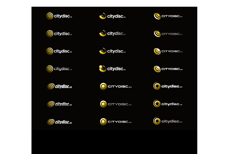 Moodboard der Logoentwicklung für Citydisc