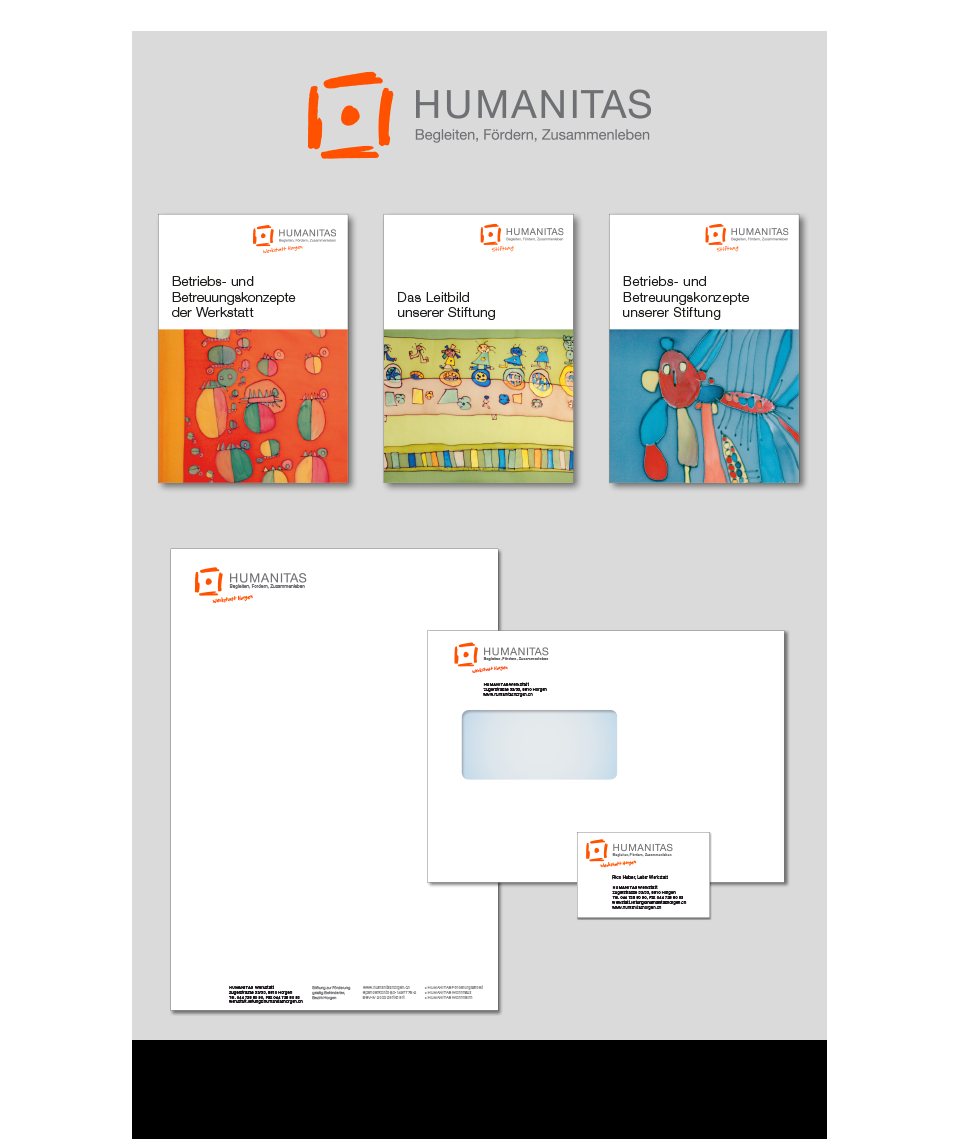Neuer Layout von Humanitas Broschüren, Briefschaften und Logo
